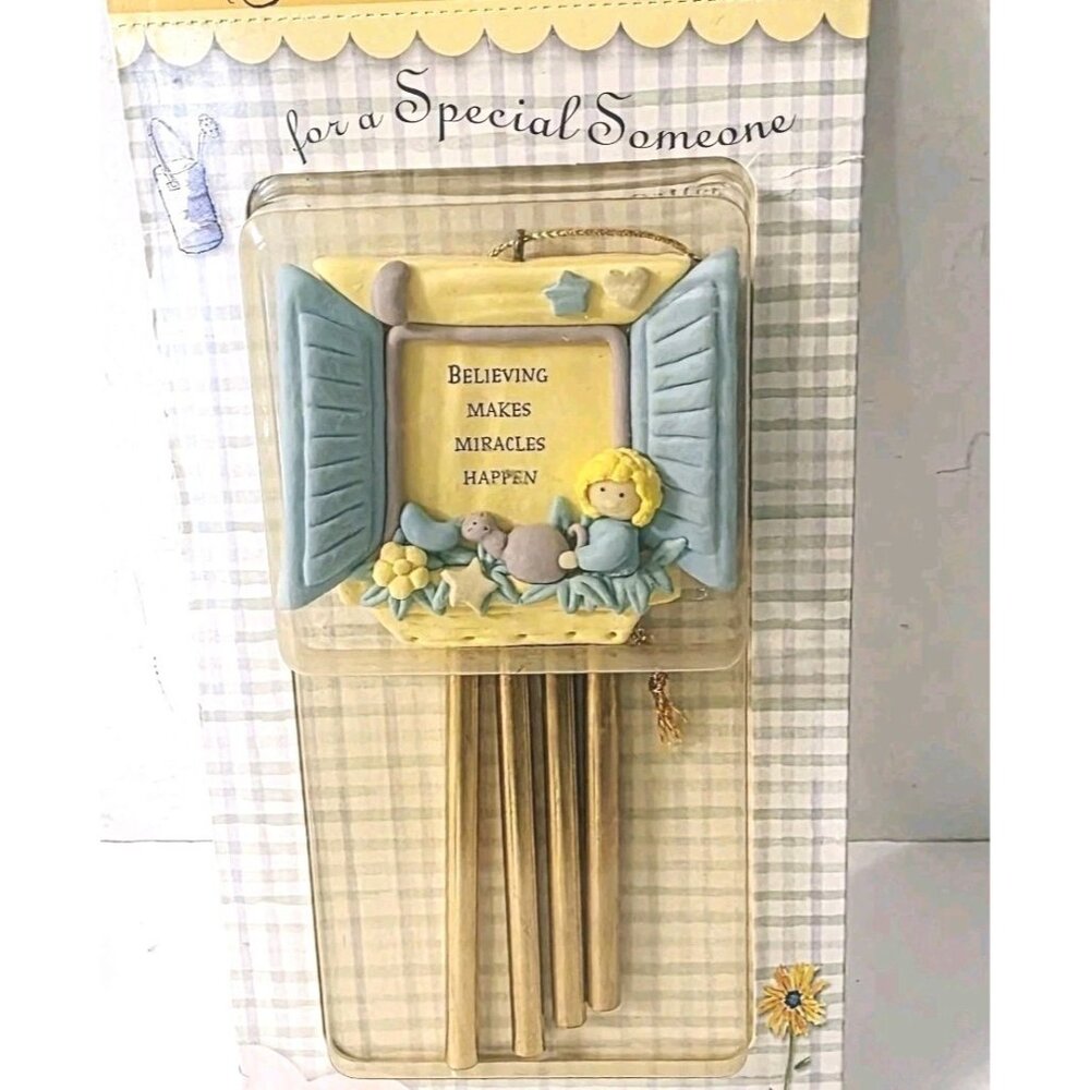 Vtg 1999 Ensemble Hallmark Magnetic Chimes Hanger Floral Pastel Moon Stars Girl